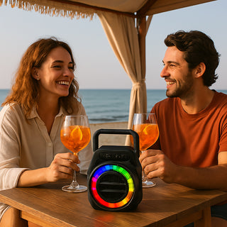 Cassa bluetooth TWS radio FM luci led RGB 5W ricaricabile USB/TF/AUX