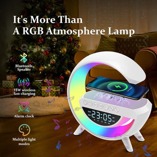 Speaker bluetooth RGB con lampada ricarica induzione orologio sveglia