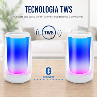Cassa Bluetooth 5.3 Portatile RGB TWS con Radio FM 5W aux/tf/usb