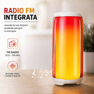 Cassa Bluetooth 5.3 ricaricabile luci RGB 15W RMS radio FM TF/USB/AUX