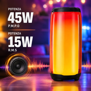 Cassa Bluetooth 5.3 ricaricabile luci RGB 15W RMS radio FM TF/USB/AUX