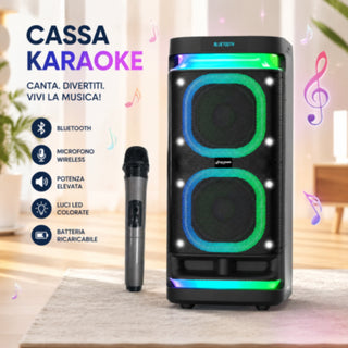Cassa bluetooth Karaoke TWS 360W con microfono telecomando SD USB