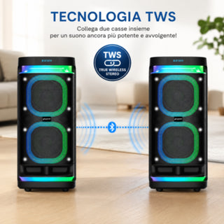 Cassa bluetooth Karaoke TWS 360W con microfono telecomando SD USB