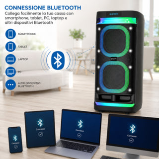 Cassa bluetooth Karaoke TWS 360W con microfono telecomando SD USB