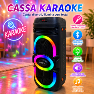 Cassa Bluetooth 340W con microfono wireless radio FM TWS