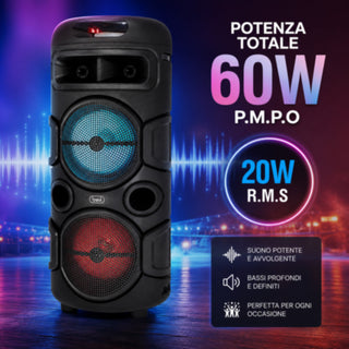 Cassa Bluetooth Ricaricabile RGB 20W RMS con Radio FM usb sd