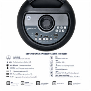 Cassa Bluetooth Ricaricabile RGB 20W RMS con Radio FM usb sd