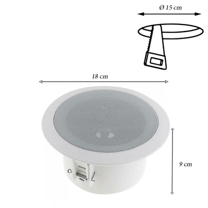 Coppia di casse bluetooth amplificate da incasso per filodiffusione cassa altoparlante 15watt per soffitto 8 Ohms