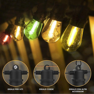 Catena luminosa con pannello solare da 8 metri a luce calda e rgb per esterno stringa di luci impermeabile