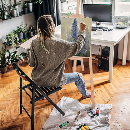 Cavalletto pittorico in legno leggero inclinabile altezza 70 e 165 cm per pittura o esposizione di tele quadri e foto