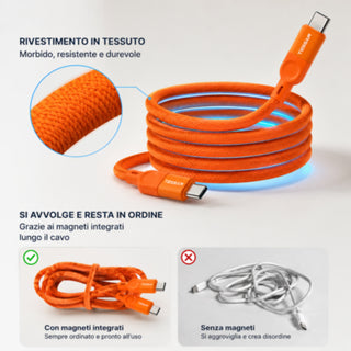 Cavo magnetico da Type-C a Type-C di ricarica e dati 1.2 Metri 60 Watt