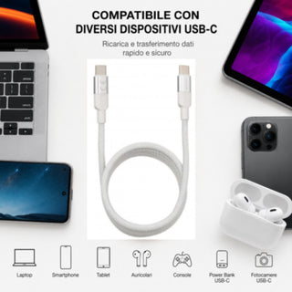 Cavo magnetico da Type-C a Type-C di ricarica e dati 1.2 Metri 60 Watt
