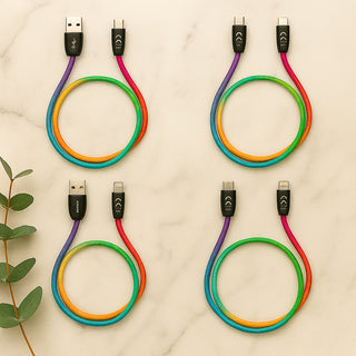 Cavo dati e ricarica multicolore USB TYPE-C LIGHTNING x Android e Ios