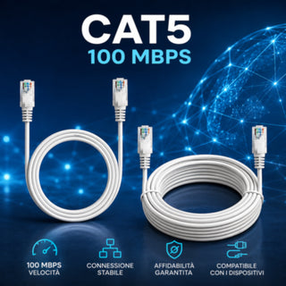 Cavo rete LAN ethernet RJ45 categoria Cat5 1,5 2 3 5 10 e 15 metri