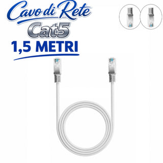 Cavo rete LAN ethernet RJ45 categoria Cat5 1,5 2 3 5 10 e 15 metri