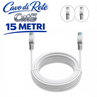 Cavo rete LAN ethernet RJ45 categoria Cat5 1,5 2 3 5 10 e 15 metri
