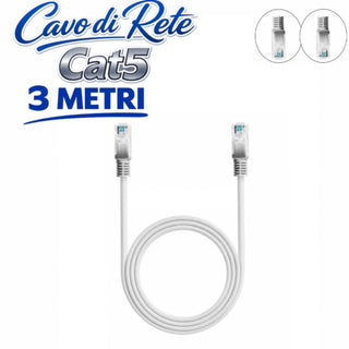 Cavo rete LAN ethernet RJ45 categoria Cat5 1,5 2 3 5 10 e 15 metri
