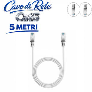 Cavo rete LAN ethernet RJ45 categoria Cat5 1,5 2 3 5 10 e 15 metri