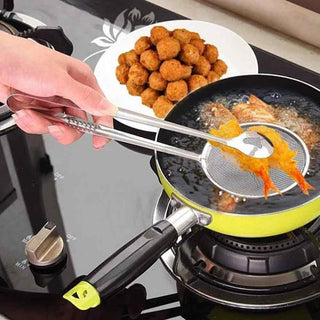 Pinza con colino scola frittura utensili da cucina pinzetta