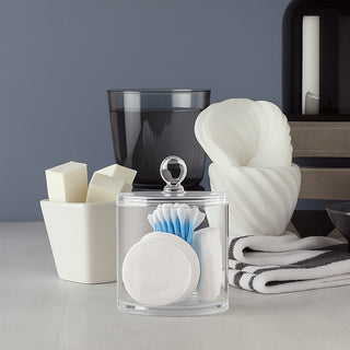 Contenitore porta cotton fioc make up organizer 2 scomparti da bagno