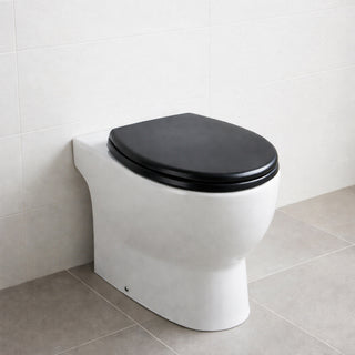Copriwater universale moderno nero satinato in legno MDF con cerniere