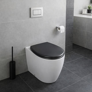 Copriwater universale moderno nero satinato in legno MDF con cerniere