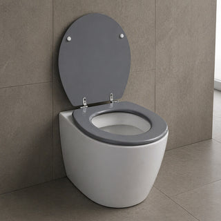 Copriwater universale moderno grigio satinato in legno MDF con cerniere