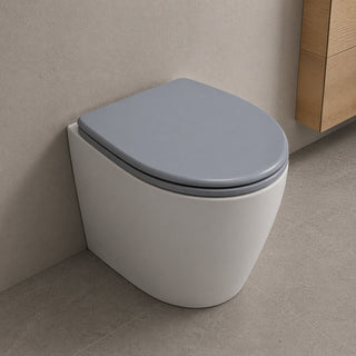 Copriwater universale moderno grigio satinato in legno MDF con cerniere