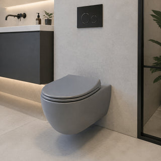 Copriwater universale moderno grigio satinato in legno MDF con cerniere