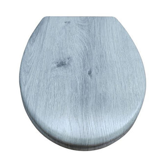 Copriwater universale grigio effetto legno in legno MDF con cerniere