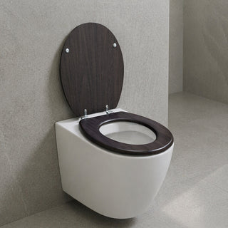 Copriwater universale marrone scuro effetto legno in MDF con cerniere