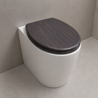 Copriwater universale marrone scuro effetto legno in MDF con cerniere