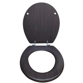 Copriwater universale marrone scuro effetto legno in MDF con cerniere