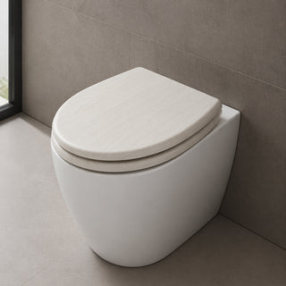 Copriwater universale rovere chiaro effetto legno in MDF con cerniere