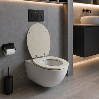 Copriwater universale rovere chiaro effetto legno in MDF con cerniere