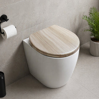 Copriwater universale beige chiaro effetto legno in MDF con cerniere