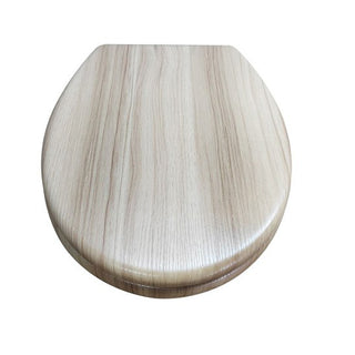 Copriwater universale beige chiaro effetto legno in MDF con cerniere