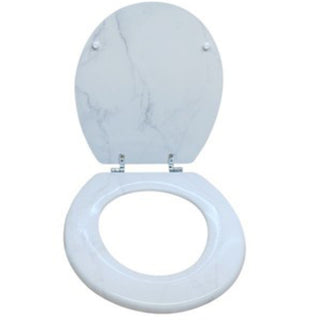 Copriwater universale bianco effetto marmo in MDF con cerniere