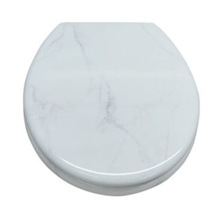 Copriwater universale bianco effetto marmo in MDF con cerniere