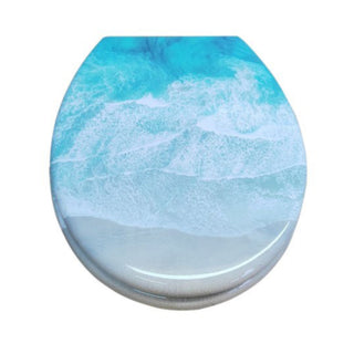Copriwater universale moderno effetto onde marine in MDF con cerniere