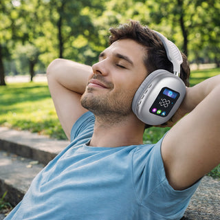Cuffia Bluetooth ricaricabile radio FM ingresso AUX SD Type-C display