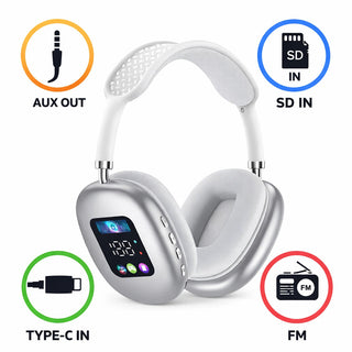 Cuffia Bluetooth ricaricabile radio FM ingresso AUX SD Type-C display