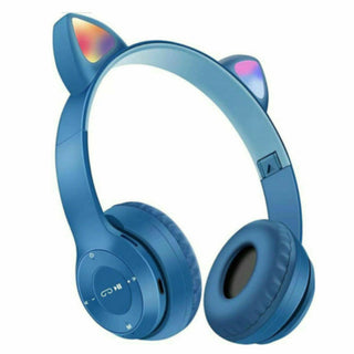 Cuffia Bluetooth pieghevole con orecchie di gatto luminose TF card
