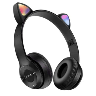 Cuffia Bluetooth pieghevole con orecchie di gatto luminose TF card