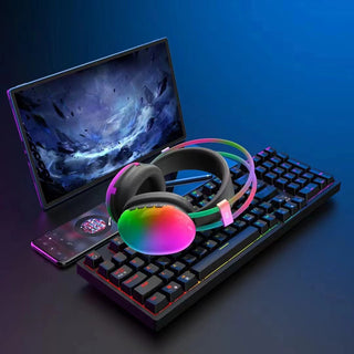 Cuffia bluetooth ricaricabile cuffie wireless con luci rgb smartphone