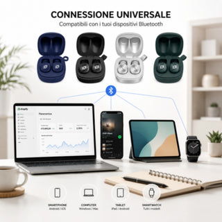 Auricolare Bluetooth cuffie ricaricabile in-ear gommini  di 3 taglie