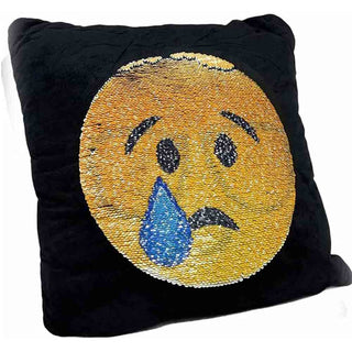 Cuscino emoticon smile con pailette cambia espressione double face