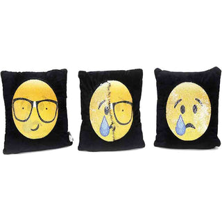 Cuscino emoticon smile con pailette cambia espressione double face