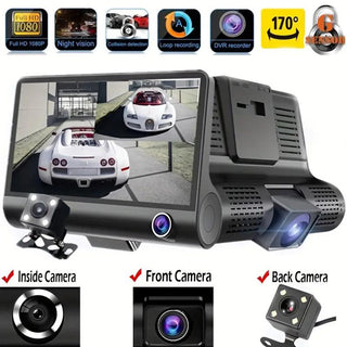 Dash Cam DVR 4" 3 telecamere HD 1080p con visione notturna