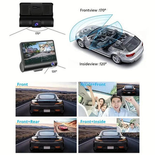 Dash Cam DVR 4" 3 telecamere HD 1080p con visione notturna
